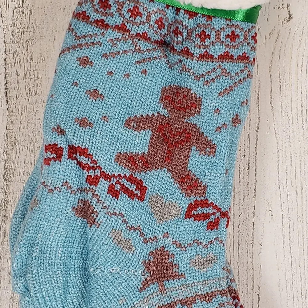 NWT Mari Clare Sherpa Lined Knit Winter Holiday Design No-Slip Slipper Socks